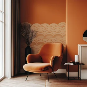 Modern Living Room with Orange Accent Chair