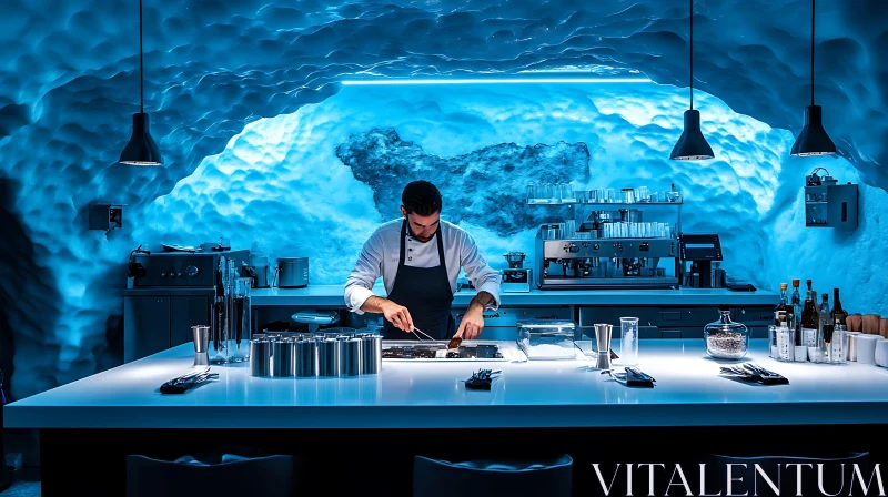 AI ART Culinary Arts in Ice Cave Setting