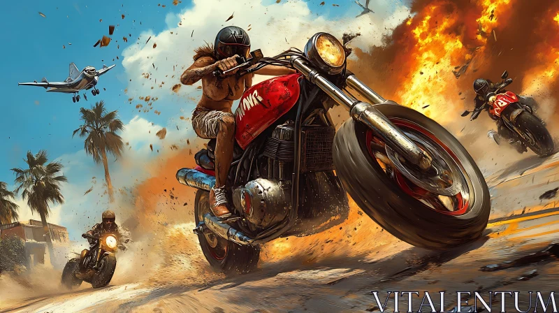 AI ART Motorcycle Racing Through Arid Lands