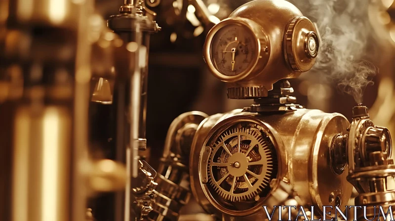 AI ART Brass Gear Robot - Steampunk Era