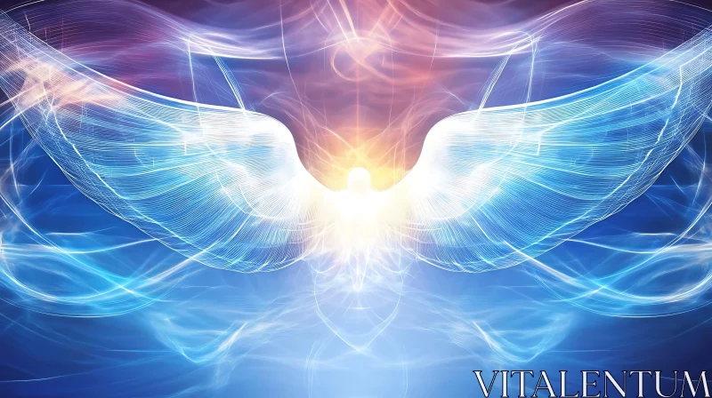 Radiant Angel Wings in Blue AI Image