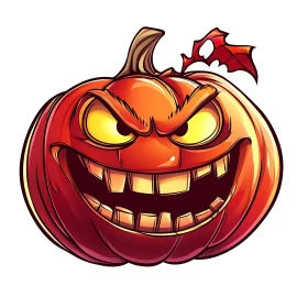 Grinning Halloween Pumpkin Character