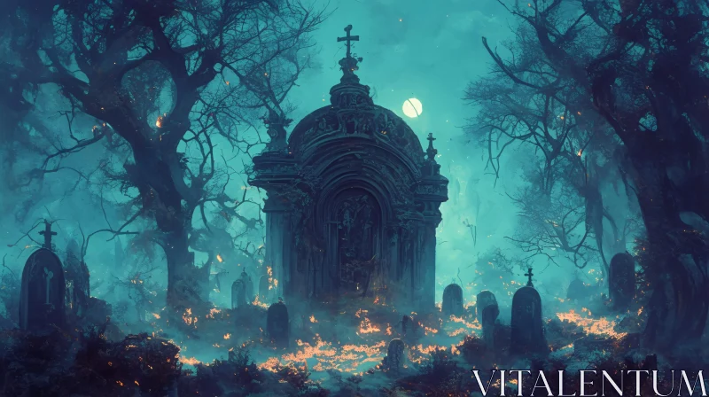 Night Graveyard AI Image