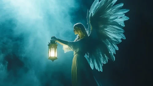 Guardian Angel with Glowing Lantern Art