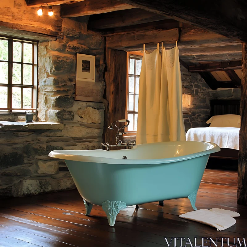 Charming Rustic Bathroom Interior AI Image