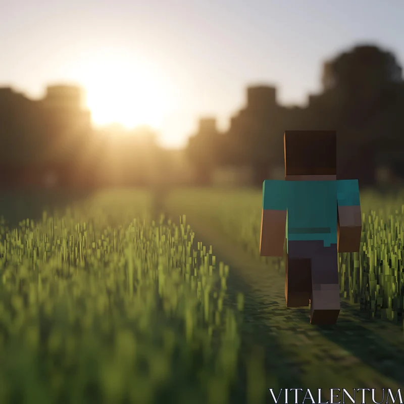 AI ART Pixelated Sunset Stroll