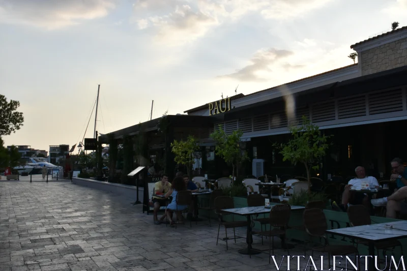 Limassol Harbor Patio Evening Free Stock Photo