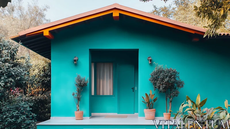 Charming Teal House Exterior AI Image