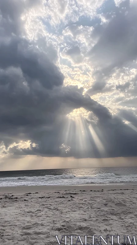 AI ART Peaceful Beach Under Sunlit Sky