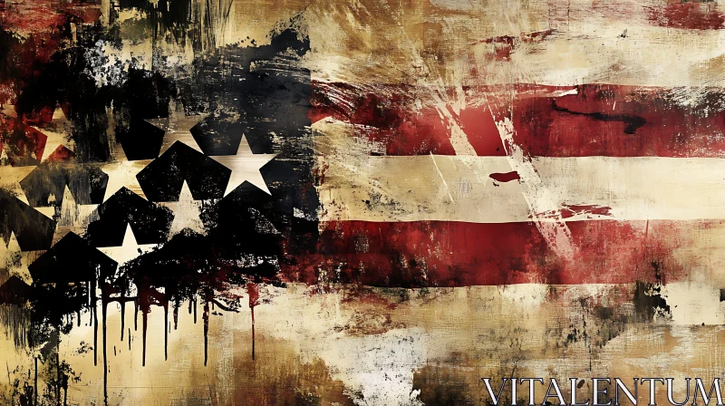 Distressed Patriotic Flag Art AI Image