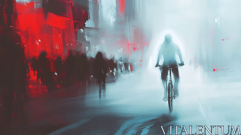 Abstract Cityscape with Cyclist AI Image