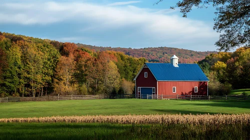 Autumnal Farm Barn Scene