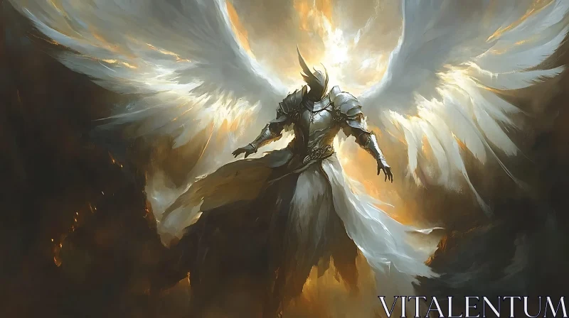 AI ART Celestial Guardian with Wings of Light