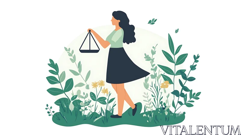 AI ART Minimalist Illustration of Justice and Nature