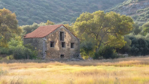 Weathered House in Landscape