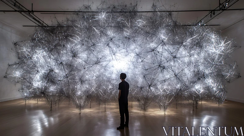 Complex Light Mesh Art Exhibit AI Image