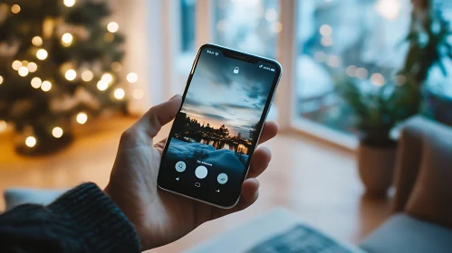 Mobile Phone with Nature Wallpaper