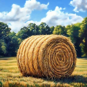 Rural Landscape with Hay Bale