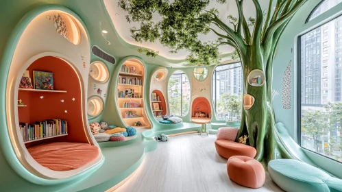 Whimsical Pastel Reading Nook Design