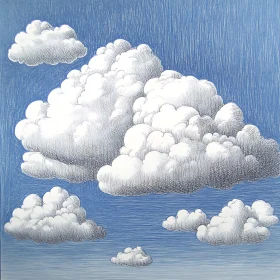 Fluffy Clouds Hatching Art