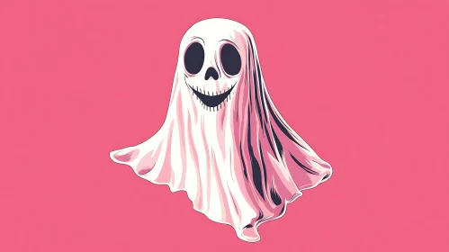 Playful Ghost on Pink Background