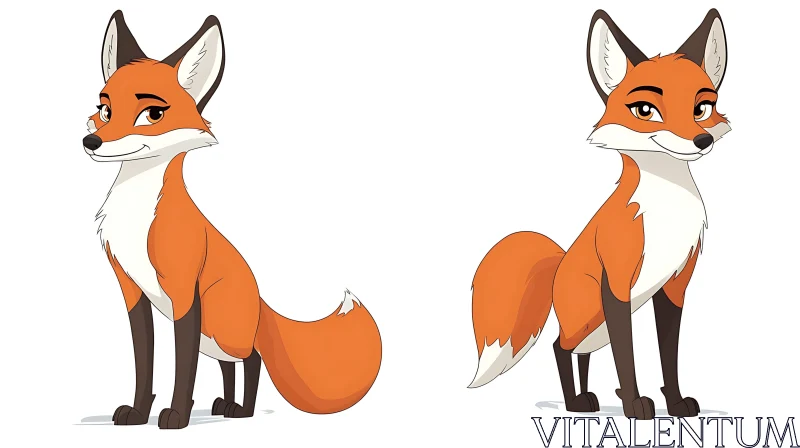 Playful Fox Cartoon Illustration AI Image