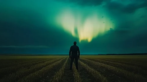 Aurora Borealis over Field