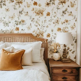 Floral Wallpaper Bedroom Interior