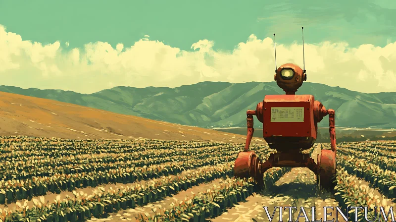 AI ART Agricultural Robot in Rural Landscape