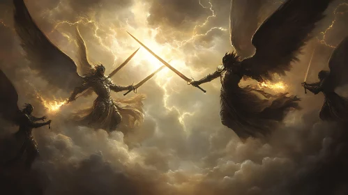 Celestial Warriors Clash Above the Clouds