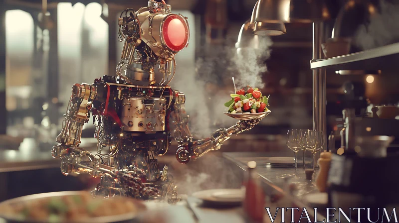 Steampunk Robot Culinary Creation AI Image