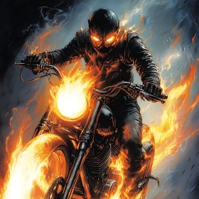 Fiery Motorcycle Rider