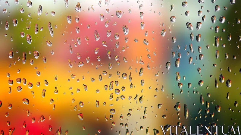 Raindrops on Window Glass AI Image