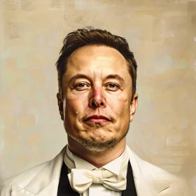 Elon Musk in White Tuxedo - High Detail Digital Art