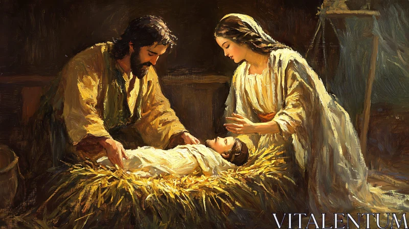 Mary and Joseph with Baby Jesus AI Image