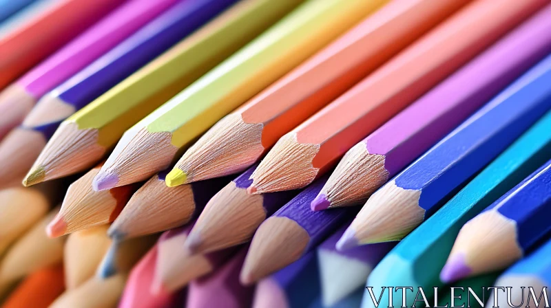 Colorful Pencils Macro Shot AI Image