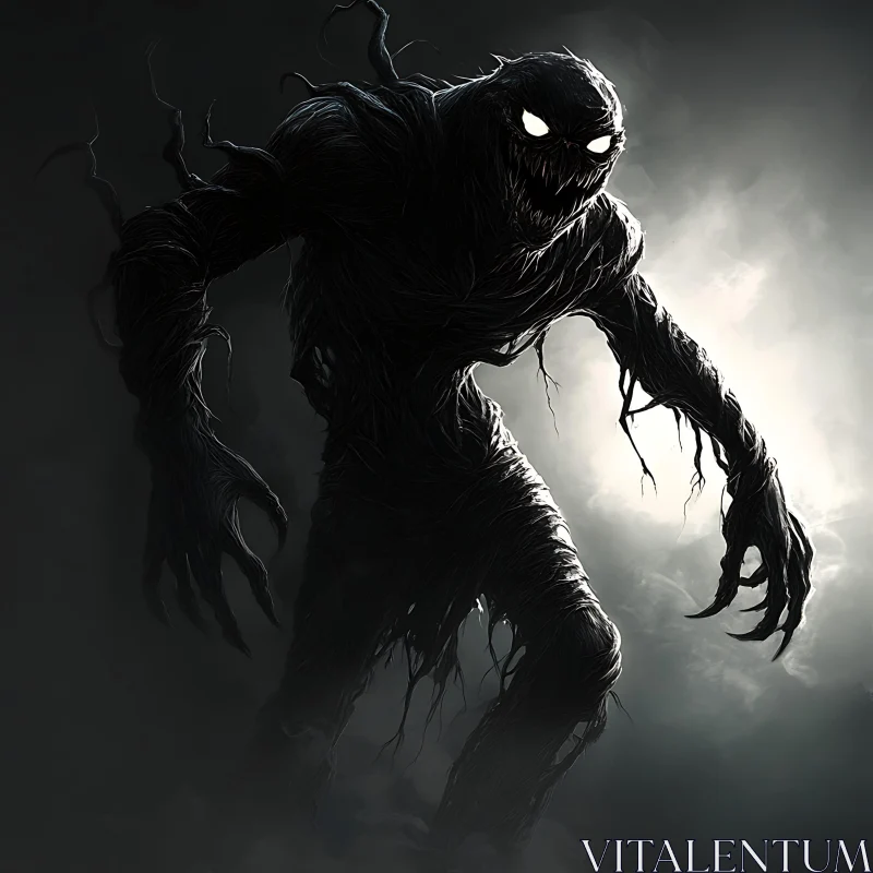 Shadow Creature Emerging from Mist AI Image