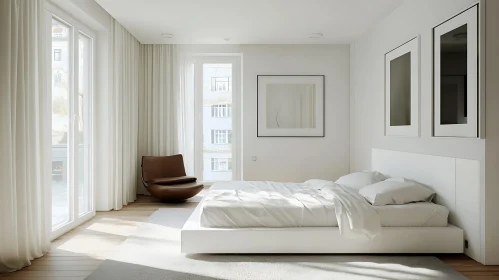 Modern Bedroom with Platform Bed and Chair