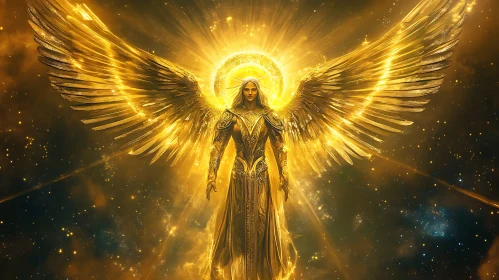 Golden Angel with Wings of Light