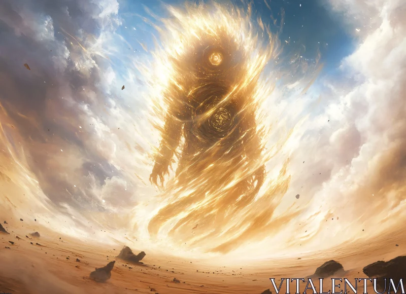 Surreal Elemental Figure Golden Light AI Image