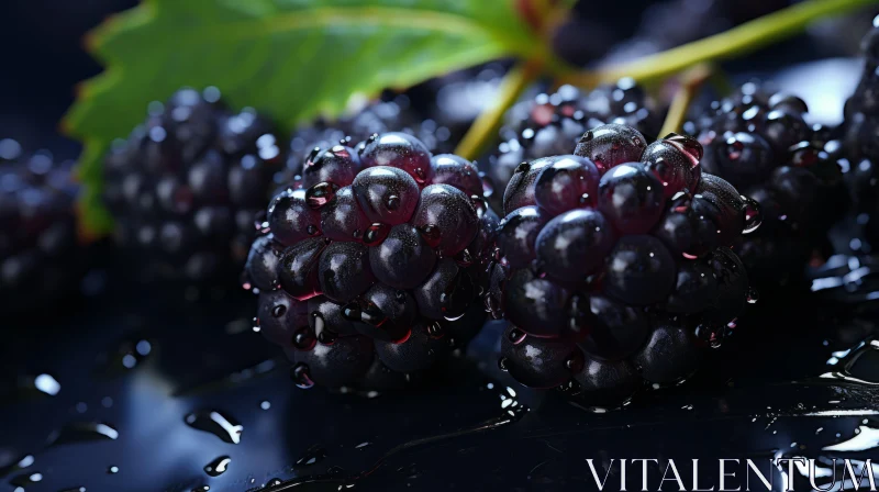 Blackberries Immersed in Water - A Close-up Study AI Image