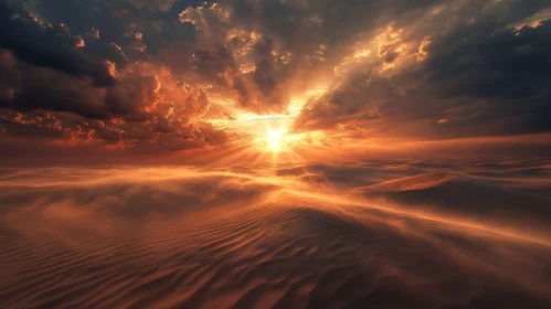 Golden Sunset in a Majestic Desert