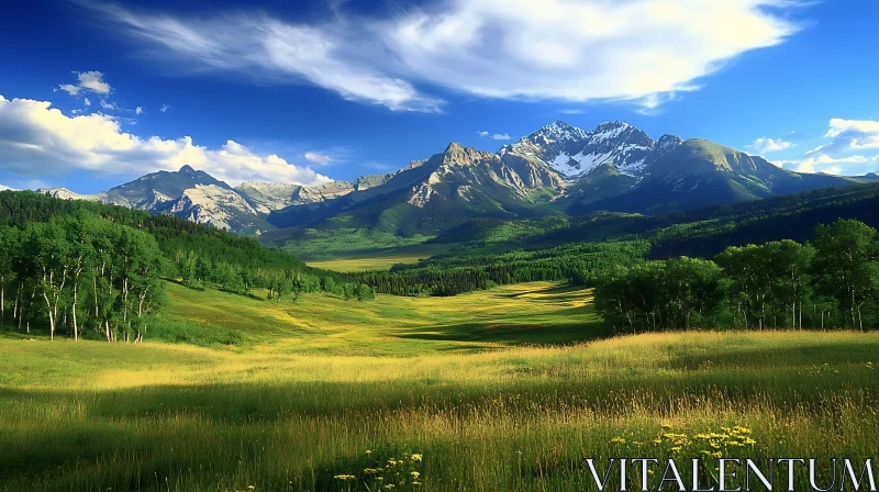 AI ART Picturesque Mountain Meadow Scenery Image