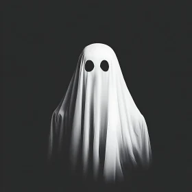 Simple Ghostly Figure on Dark Backdrop