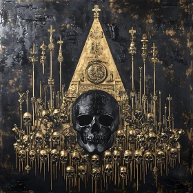 Dark Religious Skull Composition