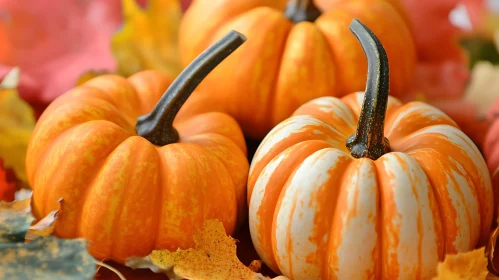 Vibrant Pumpkins with Autumn Foliage