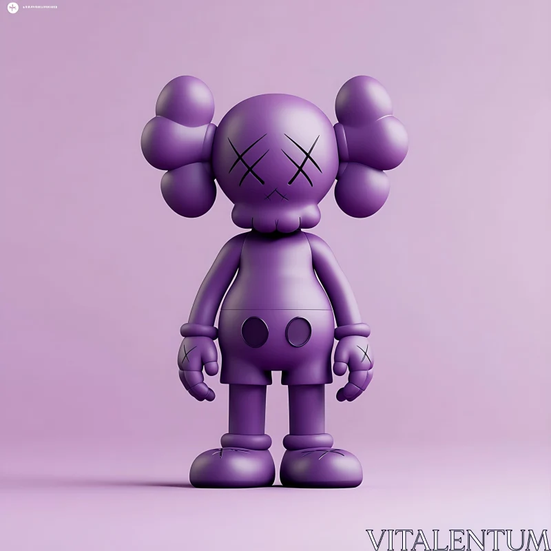 Stylized Purple Figurine on Purple Background AI Image