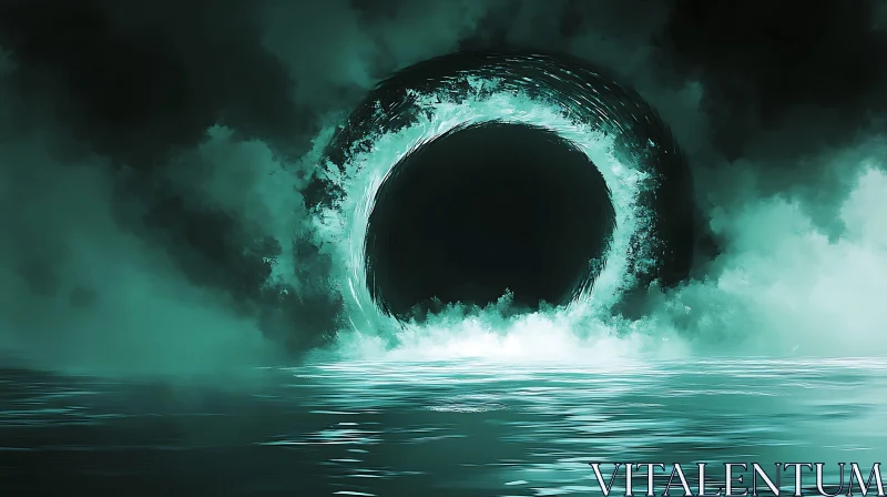 Mystic Circle Over Water Artwork AI Image