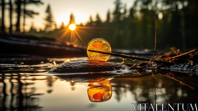 Golden Sphere at Sunset: A Nature's Wealth Display AI Image
