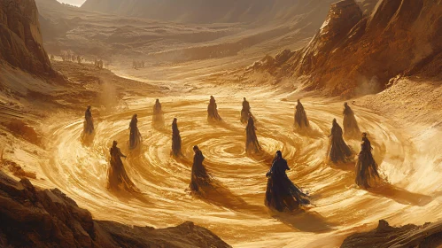 Swirling Sands and Robed Figures